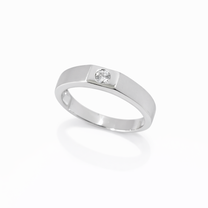 Ring 9K  White gold with Round Diamond