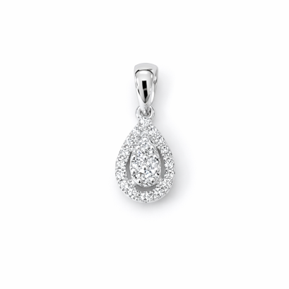 Pendants 9K  White gold with Round Diamond
