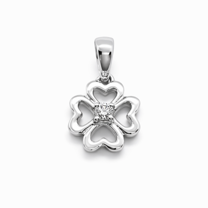 Pendants 18K  White gold with Round Diamond