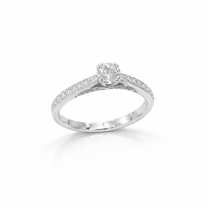 Ring 18K  White gold with Round Diamond