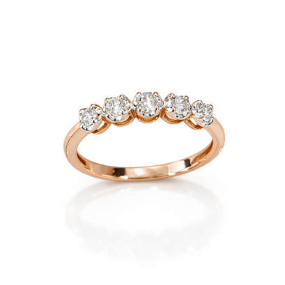 Ring 18K  Rose gold with Round Diamond
