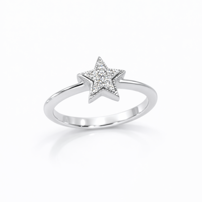 Ring 18K  White gold with Round Diamond