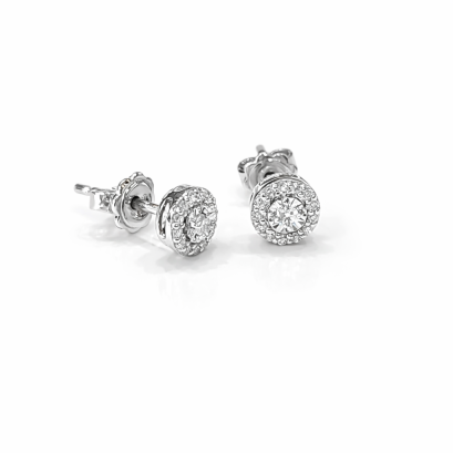Earrings 18K  White gold gold with Round Diamond
