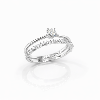 Ring 18K  White gold with Round Diamond