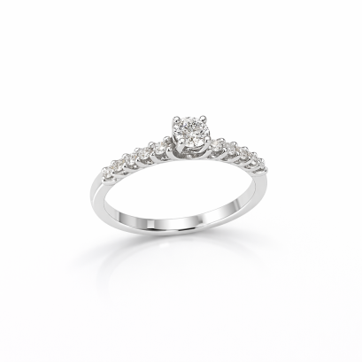 Ring 18K  white gold with Round  Diamond