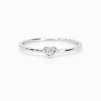 Ring 18K White Gold with Round Diamond