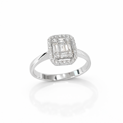 Ring 18K  White Gold with Baguette Diamond
