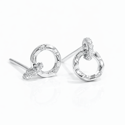 Earrings 18K  White gold with Round Diamond
