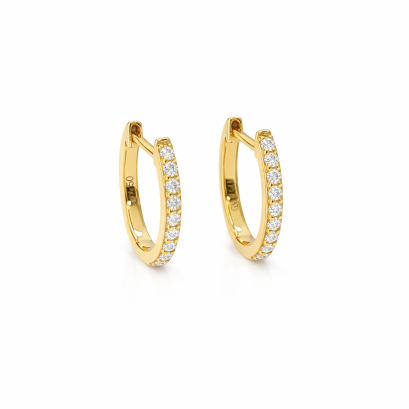Earrings 18K  Yellow gold with Round Diamond