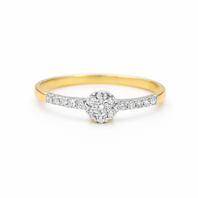 Ring 18K  Yellow gold with Round Diamond