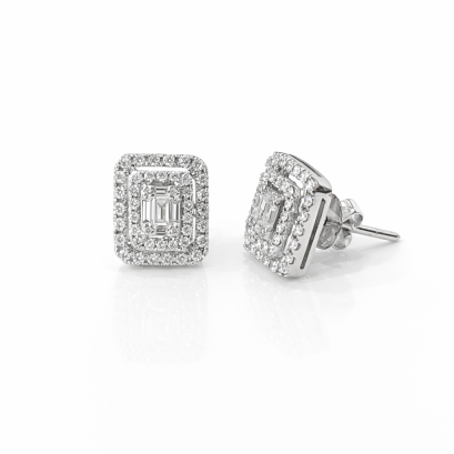 Earring 18K yellow gold with round diamond