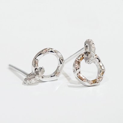 Earrings 18K  White gold with Round Diamond