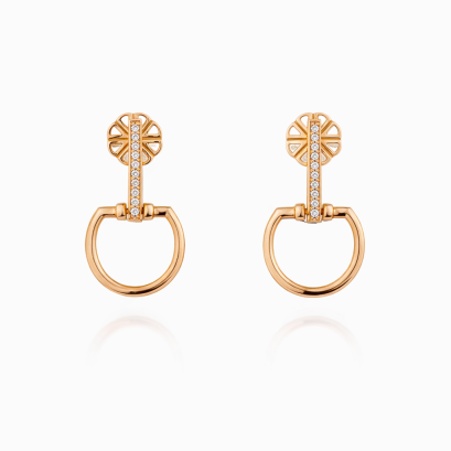 Earrings 18K  Rose gold with Round Diamond