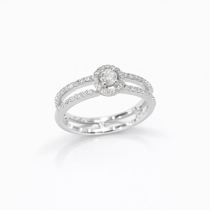 Ring 18K  White gold with Round Diamond