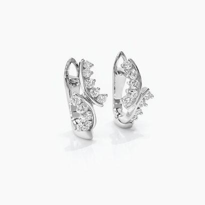 Earrings 18K  White gold with Round Diamond