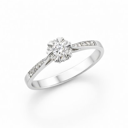 Ring 18K  White gold with Round Diamond