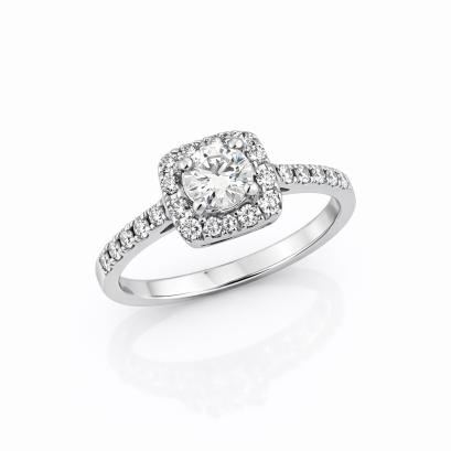 Ring 18K  white gold with Round  Diamond