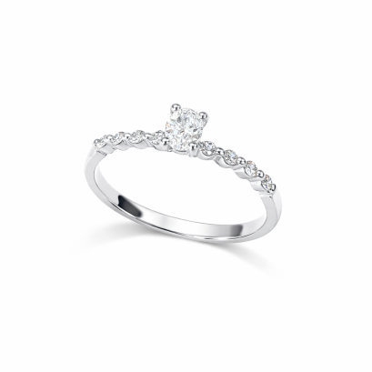 Ring 18K  White gold with Round Diamond