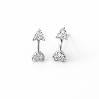 Earrings 18K  White gold with Round Diamond