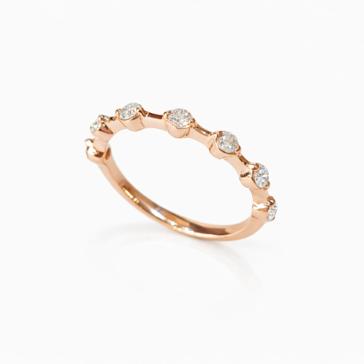 Ring 18K  Rose gold with Round Diamond