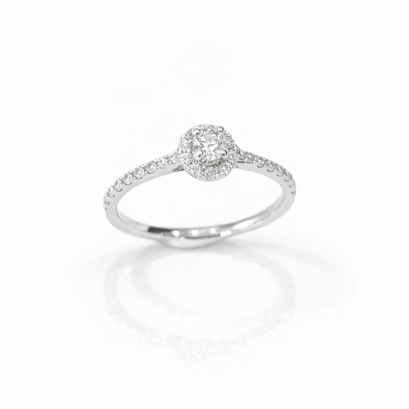 Ring 18K  White gold with Round Diamond