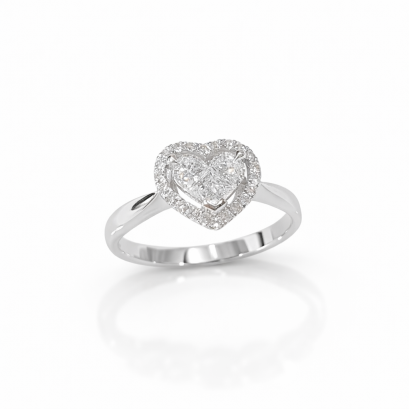 Ring 18K  White Gold with Round Diamond