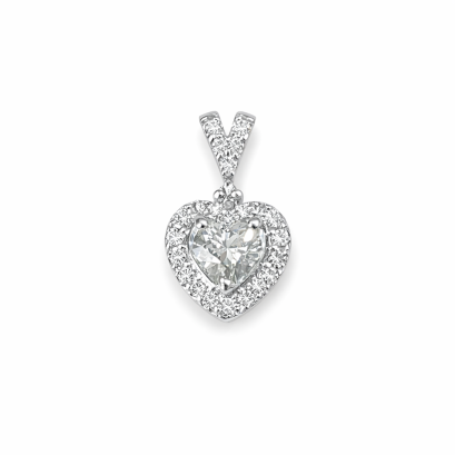 Pendants 18K  White gold with Round Diamond