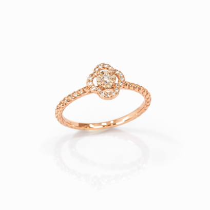 Ring 18K  Rose gold with Round Diamond