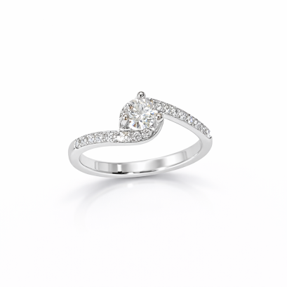 Ring 18K  White gold with Round Diamond