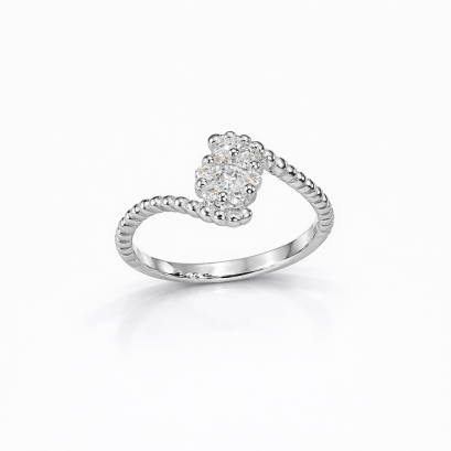Ring 18K  White gold with Round Diamond