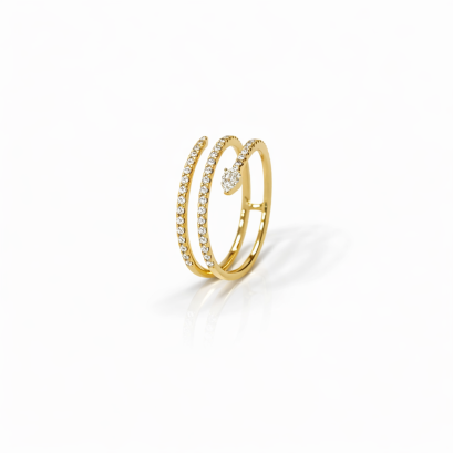 Ring 18K  Yellow Gold with Round/Pear Diamond