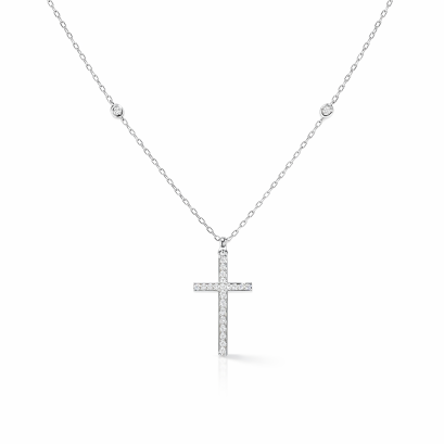 Pendants 18K  White gold with Round Diamond