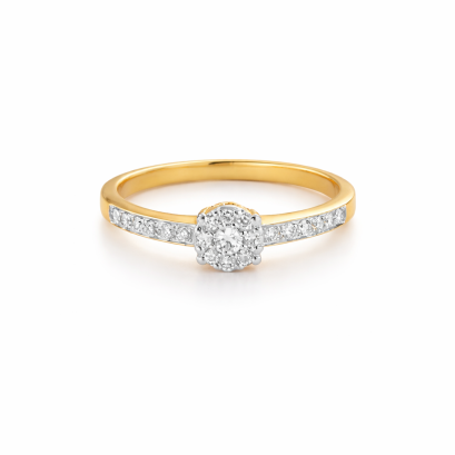 18K yellow Gold with Round Diamond
