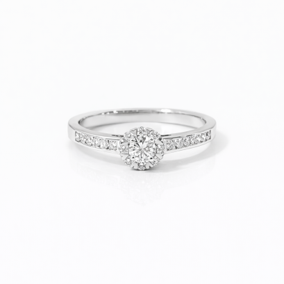 Ring 18K White Gold with Round Diamond