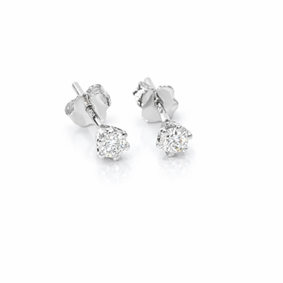 Earrings 18K  White gold gold with Round Diamond