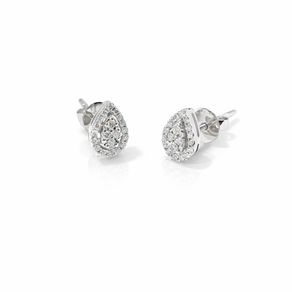 Earring 18K white gold with round diamond