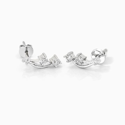Earring 18K white gold with round diamond