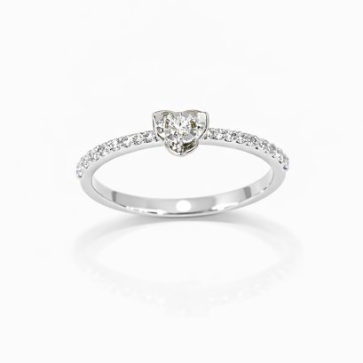 Ring 18K  White gold with Round Diamond