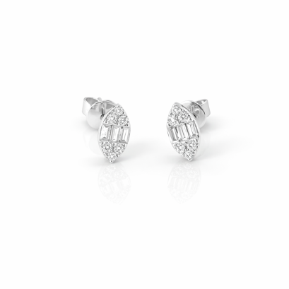 Earrings 18K  White gold with Round Diamond