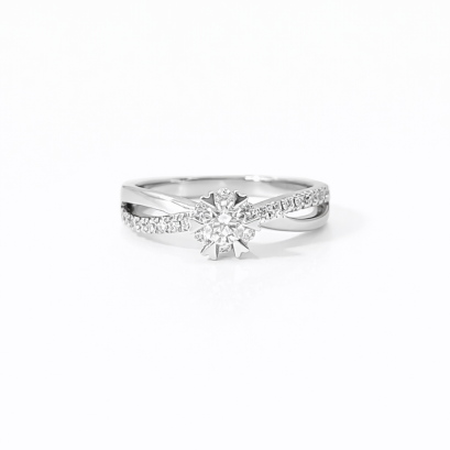 Ring 18K  White gold with Round Diamond