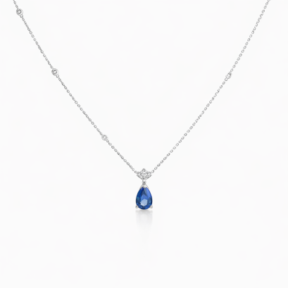 Pendants 18K  White gold with Pear Diamond