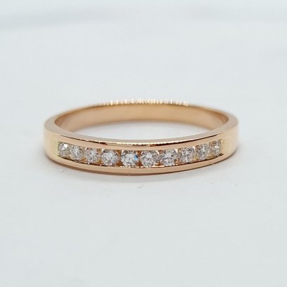 แหวน 18K Rose  Gold with Round Diamond