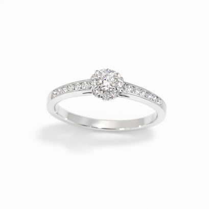 Ring 18K  White gold with Round Diamond