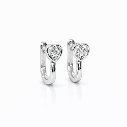Earrings 18K  White gold  with Round Diamond