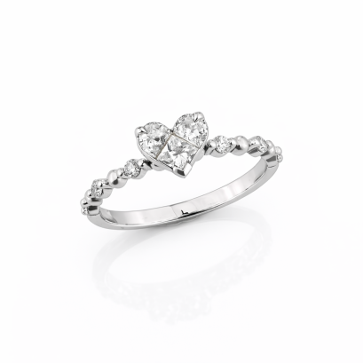 Ring 18K  White Gold with Round Diamond