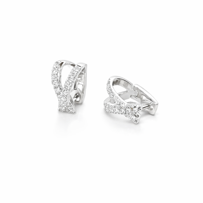 Earring 18K white gold with round diamond