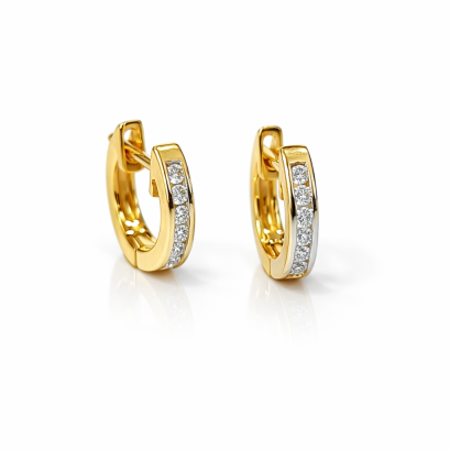 Earrings 18K  Yellow gold with Round Diamond