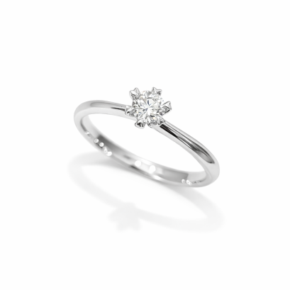 Ring 18K  White gold with Round Diamond