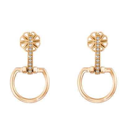 Earrings 18K  Rose gold with Round Diamond