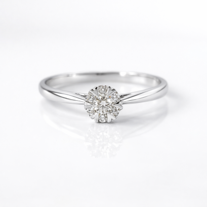 Ring 18K  White gold with Round Diamond